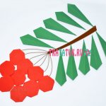 Аппликация: ветка рябины из салфеток и из цветной бумаги