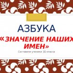 Азбука « Значение наших имен» Составили ученики 1Б класса