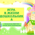 ИГРА В ЖИЗНИ ДОШКОЛЬНИКА Воспитатель МДОУ №9 Попова Юлия Владимировна